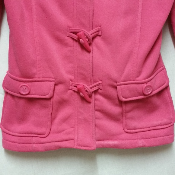 Girls - Pink Hooded Fleece-like Jacket - Large - Picture 2 of 9